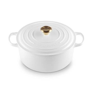 LE CREUSET - Cocotte Signature Redonda 28cm Branco Pomo Dourado 21177280101441 LE CREUSET - 1