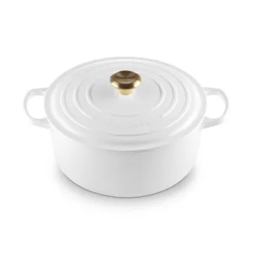 LE CREUSET - Cocotte Signature Redonda 28cm Branco Pomo Dourado 21177280101441 LE CREUSET - 1