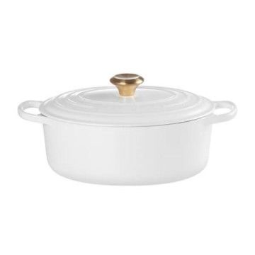 LE CREUSET - Cocotte Signature Oval 29cm Branco Pomo Dourado 21178290101441 LE CREUSET - 1