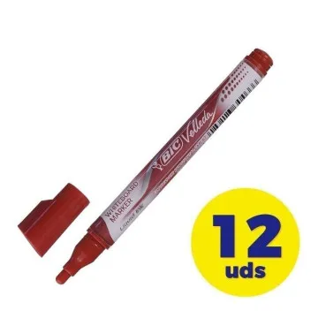 Caixa de Marcadores de Ponta Redonda para Quadro Branco Bic Velleda 902089/ 1,5mm/ 12 unidades/ Vermelho BIC - 1