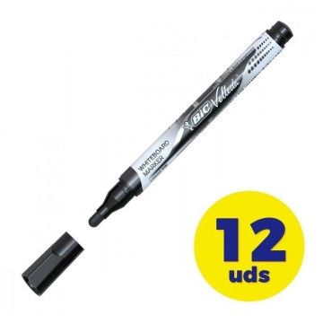 Caixa de Marcadores de Ponta Redonda para Quadro Branco Bic Velleda 902088/ 1,5mm/ 12 unidades/ Preto BIC - 1