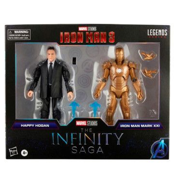 Set 2 figuras Happy Hogan and Iron Man Mark XXI Iron Man 3 The Infinity Saga Marvel 15cm HASBRO - 1