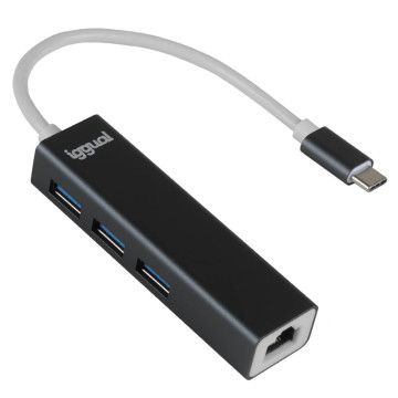 HUB IGUAL TIPO C 3 PORTAS USB 3.0 + RJ45 GIGABIT Iggual - 1