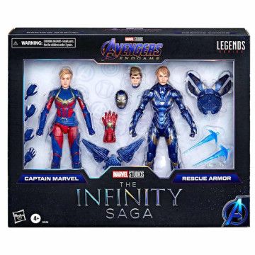 Blister 2 figuras Capitão Marvel e Armadura de Resgate A Saga do Infinito Endgame Os Vingadores Vingadores Marvel 15cm HASBRO - 