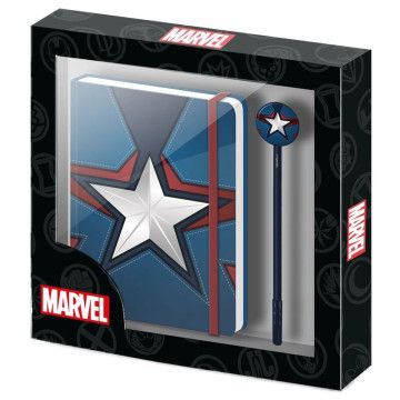 Conjunto Diário + Caneta Capitão América Marvel KARACTERMANIA - 1