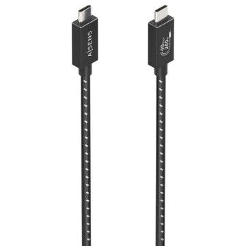 Cabo USB 4.0 Tipo C Aisens A107-0866/ USB Tipo C Macho - USB Tipo C Macho/ Até 240 W/ 40 Gbps/ 50 cm/ Cinza AISENS - 1