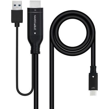 Cabo DisplayPort Nanocable 10.15.4354/ DisplayPort Macho - USB Macho/ USB Tipo-C Macho/ 1,8m/ Preto NANO CABLE - 1