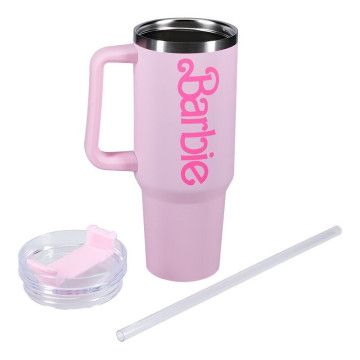 Garrafa térmica Barbie canudo copo 1200ml PALADONE - 1