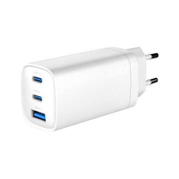 CARGADOR RAPIDO USB GEMBIRD POWER DELIVERY GAN DE 3 PUERTOS Y 65 W, BLANCO Gembird - 1