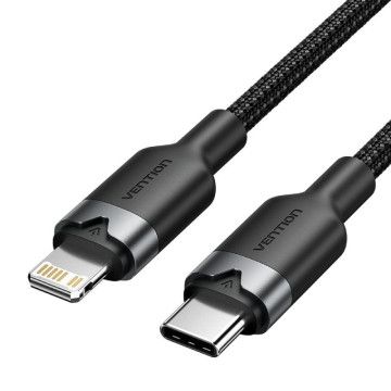 Vention LALBH Cabo Lightning USB Tipo-C/ USB Tipo-C Macho - Lightning Macho/ 27W/ 480Mbps/ 2m/ Preto VENTION - 1