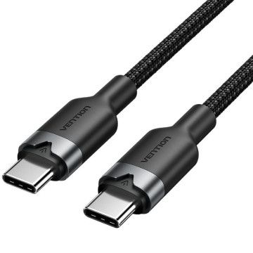 Cabo USB 2.0 Tipo-C 3A Vention TRDBH/ USB Tipo-C Macho - USB Tipo-C Macho/ Até 60W/ 480Mbps/ 2m/ Preto VENTION - 1