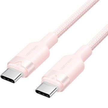 Cabo USB 2.0 Tipo-C 3A Vention TRDPF/ USB Tipo-C Macho - USB Tipo-C Macho/ Até 60W/ 480Mbps/ 1m/ Rosa VENTION - 1