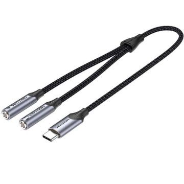 Vention BGNHY Cabo conversor USB tipo C/ USB tipo C macho - 2x Jack 3,5 fêmea/ 30 cm/ cinza VENTION - 1