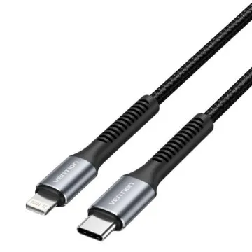 Cabo Lightning Vention H16BF USB Tipo-C/ Lightning Macho - USB Tipo-C Macho/ 27W/ 480Mbps/ 1m/ Preto VENTION - 1