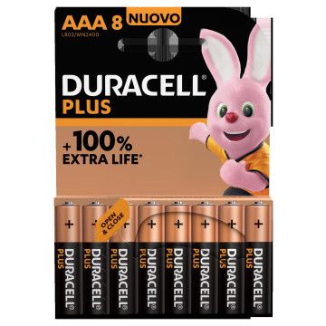 BATERIA DURACELL ALKALINE PLUS AAA LR03 K8 1 BLISTER DURACELL - 1