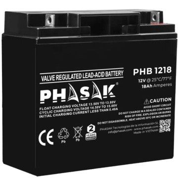 Bateria Phasak PHB 1218 compatível com PHASAK UPS/UPS de acordo com especificações PHASAK - 1