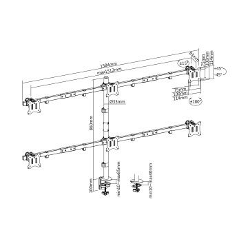 EQUIP - Suporte 6xMonitor 17/32`` Desk Mount 650160 EQUIP - 8