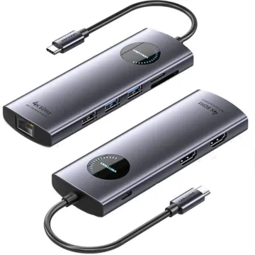 Docking USB Type-C Vention TQVHB/ 2xHDMI/ 3xUSB/ 1xRJ45/ 1xCard Reader/ 1xUSB Type-C PD/ Cinza VENTION - 1