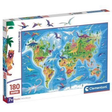 Super Puzzle Mapa Dinossauros 180 peças CLEMENTONI - 1