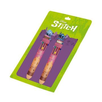 Blister de 2 canetas 10 cores Stitch Disney KARACTERMANIA - 1