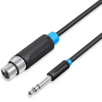 Cabo Estéreo Vention BBEBF/ Jack 6.5 Macho - XLR Fêmea/ 1m/ Preto VENTION - 1