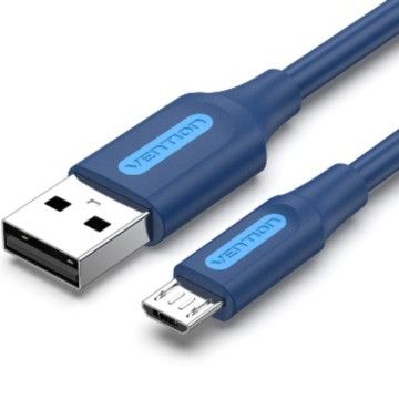 Cabo Vention COLLF USB 2.0/ USB Macho - MicroUSB Macho/ Até 60W/ 480Mbps/ 1m/ Azul VENTION - 1