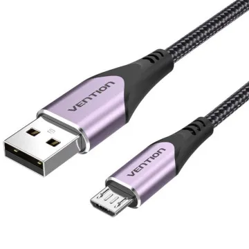 Cabo Vention COAVH USB 2.0/ USB Macho - MicroUSB Macho/ Até 60W/ 480Mbps/ 2m/ Roxo VENTION - 1