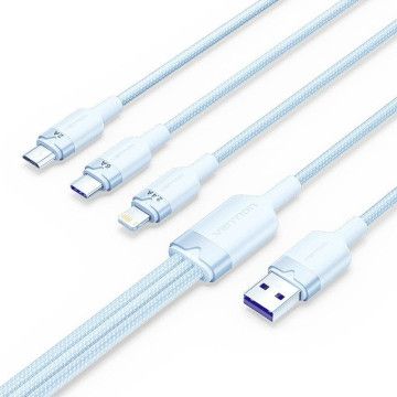 Vention CTPLG USB 2.0 Cabo Lightning/ USB Macho/ USB Tipo-C Macho - MicroUSB Macho - Lightning Macho/ 1,5m/ Azul VENTION - 1