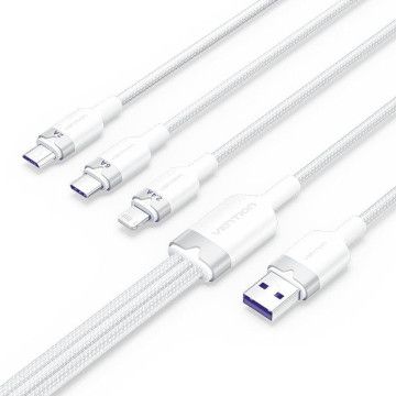 Vention CTPWG Cabo Lightning USB 2.0/ USB Macho/ USB Tipo-C Macho - MicroUSB Macho - Lightning Macho/ 1,5 m/ Branco VENTION - 1