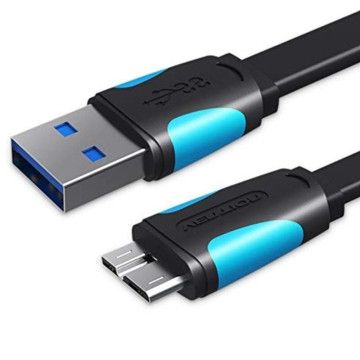 Cabo USB 3.0 Vention VAS-A12-B150/ MicroUSB Macho - USB Macho/ Até 10W/ 5Gbps/ 1,5m/ Azul e Preto VENTION - 1