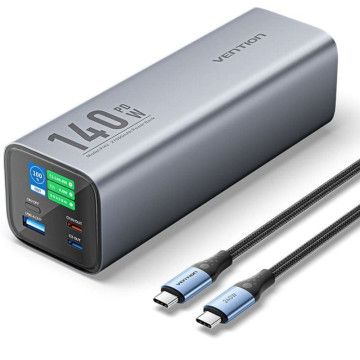 Powerbank 27000mAh Vention FHVH0/ 140W/ Cinza/ Inclui USB Tipo-C e Cabo Lightning VENTION - 1