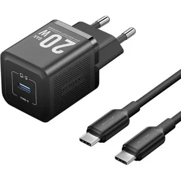 Carregador de Parede Gan Vention TZ-FEPB0-EU-01/ 1xUSB Tipo-C + Cabo USB Tipo-C/ 20W VENTION - 1