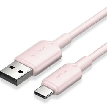 Cabo USB 2.0 Tipo-C Vention CTQPF/ USB Tipo-C Macho - USB Macho/ Até 60W/ 480Mbps/ 1m/ Rosa VENTION - 1