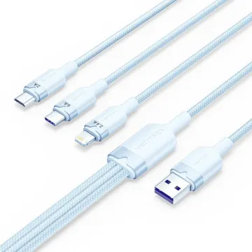 Vention Cabo Lightning USB 2.0 CTRLG/ USB Macho/ USB Tipo-C Macho - MicroUSB Macho - Lightning Macho/ 1,5m/ Azul VENTION - 1