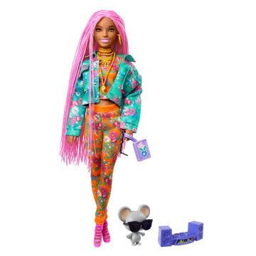 BARBIE - Extra Tranças Rosa com Mascote GXF09  - 1