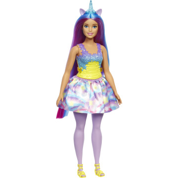 BARBIE-Princesa Unicórnio Cabelo Roxo e Azul HGR20  - 1