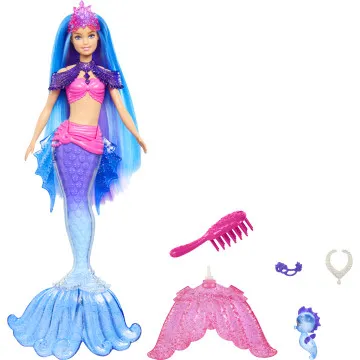 BARBIE - Sereia Power Cabelo Azul c/ Mascote HHG52  - 1