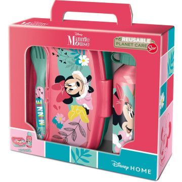 Conjunto de talheres para sanduicheira + garrafa de alumínio Disney Minnie 400ml STOR - 1