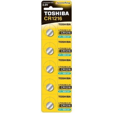 Pacote de 5 baterias tipo botão Toshiba CR1216/ 3V TOSHIBA - 1