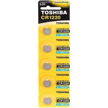 Pacote de 5 baterias tipo botão Toshiba CR1220/ 3V TOSHIBA - 1