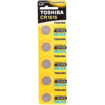 Pacote de 5 baterias tipo botão Toshiba CR1616/ 3V TOSHIBA - 1