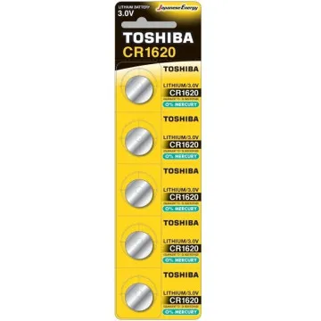 Pacote de 5 baterias tipo botão Toshiba CR1620/ 3V TOSHIBA - 1