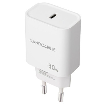 Carregador de Parede Nanocabo 10.10.2009/ 1xUSB Tipo-C/ 30W/ Branco NANO CABLE - 1