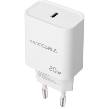 Carregador de Parede Nanocabo 10.10.2005/ 1xUSB Tipo-C/ 20W/ Branco NANO CABLE - 1