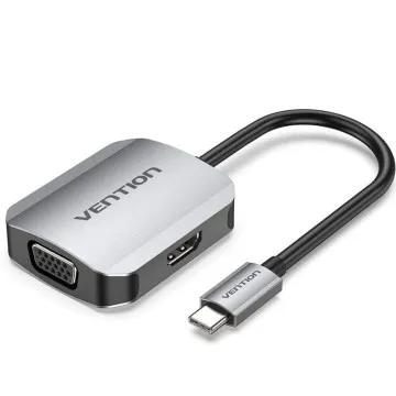 Conversor Vention TDIHB/ USB Tipo-C Macho/ VGA Fêmea - HDMI Fêmea/ 15cm/ Prata VENTION - 1