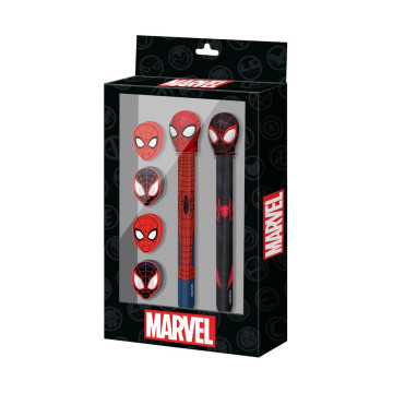 Caneta Blister + Lápis + 4 borrachas Spiderman Marvel KARACTERMANIA - 1