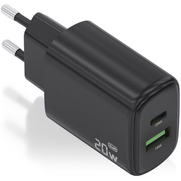 Carregador de parede Aisens A110-0910 GaN/ 1xUSB Tipo-C/ 1xUSB/ 20W/ Preto AISENS - 1