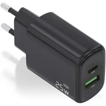 Carregador de parede Aisens A110-0912 GaN/ 1xUSB Tipo-C/ 1xUSB/ 25W/ Preto AISENS - 1