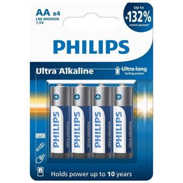 Pacote com 4 pilhas AA Philips LR6E4B/10/ 1,5 V/ Alcalinas PHILIPS - 1