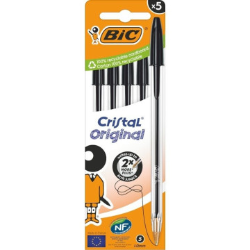 Caixa de canetas Bic Cristal Original Oil Ink 516345/ 5 unidades/ Preto BIC - 1